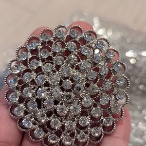 Elegant Silver Crystal Brooch